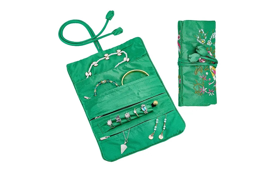 2pcs Retro Rectangle Silk Zipper Roll Pouches