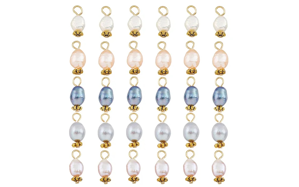 30pcs 5 Colors Natural Freshwater Shell Rice Charms