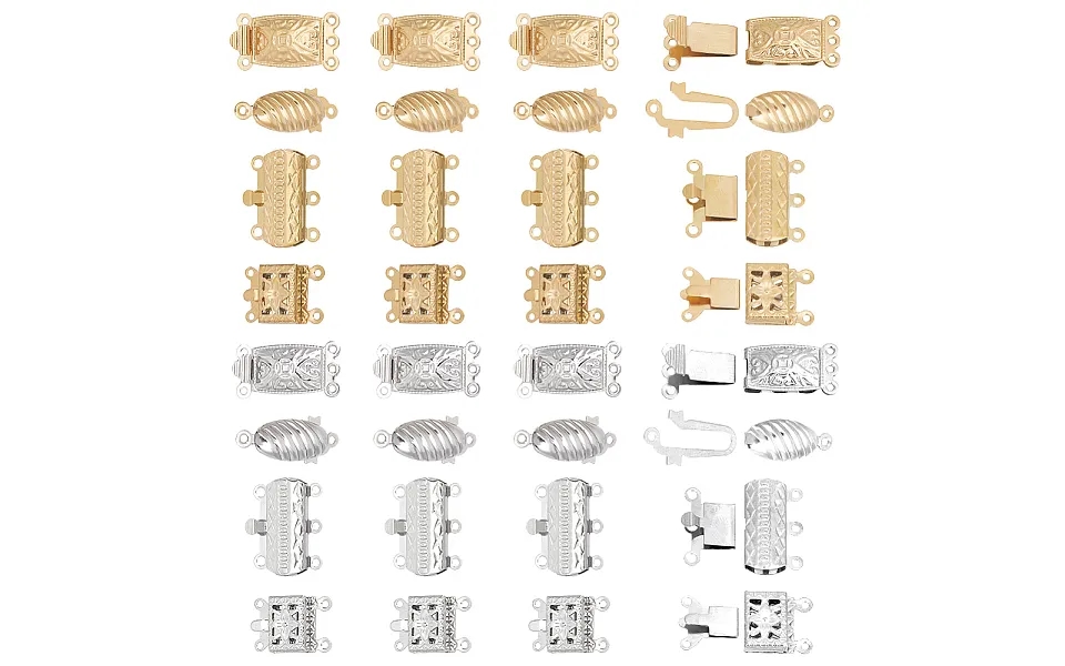 32 Sets 8 Styles Ion Plating Ip 304 Stainless Steel Box Clasp