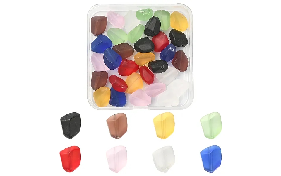 32pcs 8 Colors Transparent Frosted Glass Beads Strands