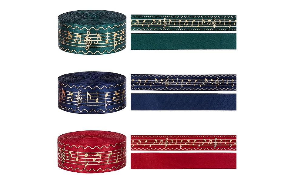 35.58-36 Yards 3 Colors Laser Style Polyester Satin Ribbons