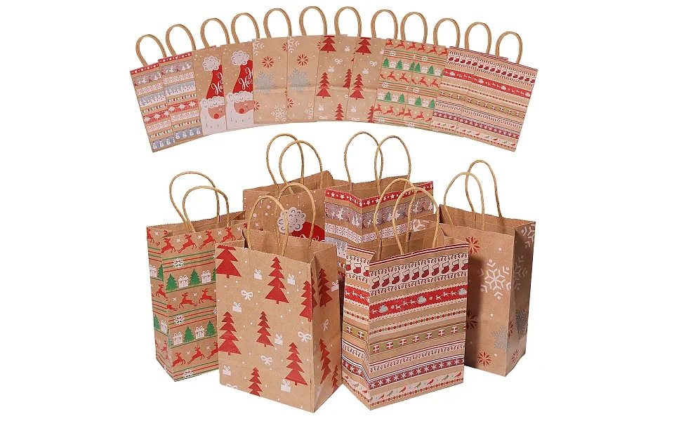 36pcs 6 Styles Christmas Paper Shopping Bags With Handles