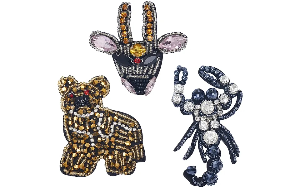 3pcs 3 Styles Animal Rhinestone Ornament Accessories