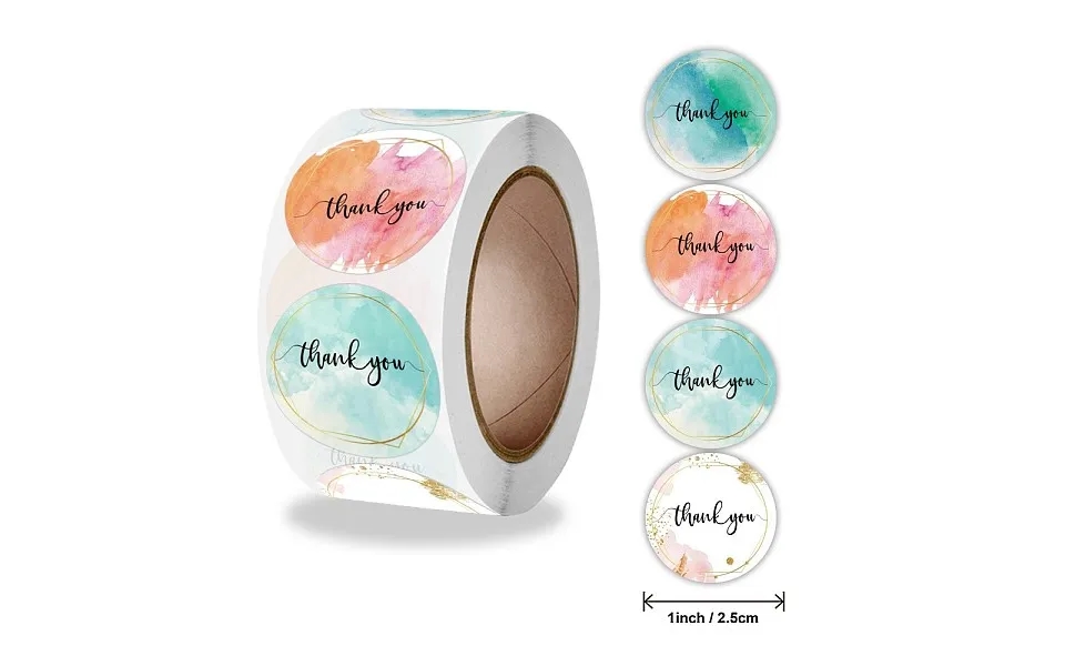 4 Styles Self-adhesive Thank You Stickers Roll