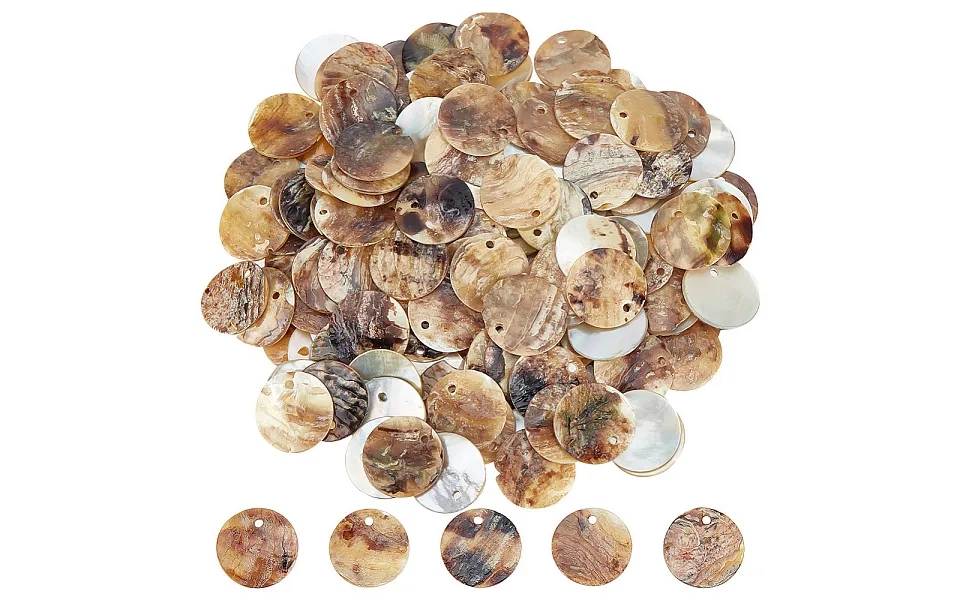 400pcs Shell Flat Round Charms