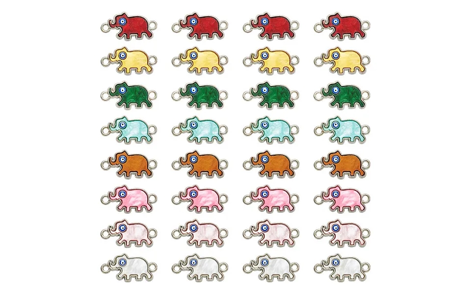48pcs 8 Colors Alloy Enamel Elephant Connector Charms