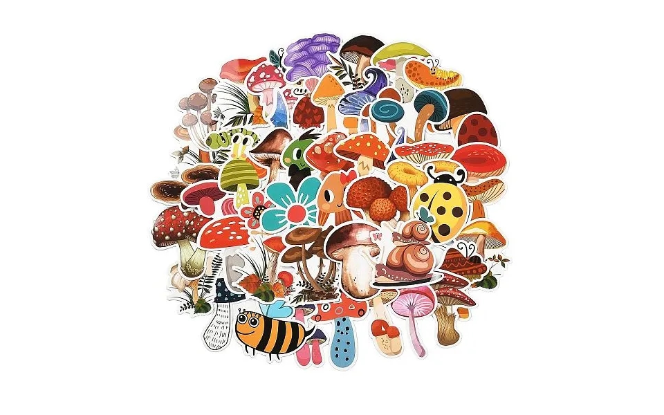 50 Pieces Paper Waterproof Decorative Stickers For Cute Mushrooms