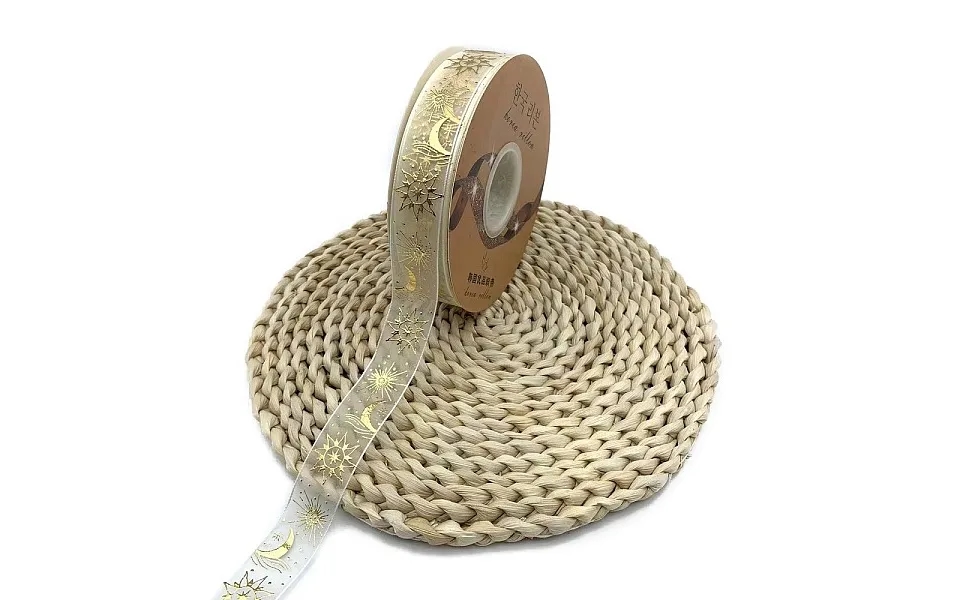 50 Yards Gold Stamping Organza Ribbon