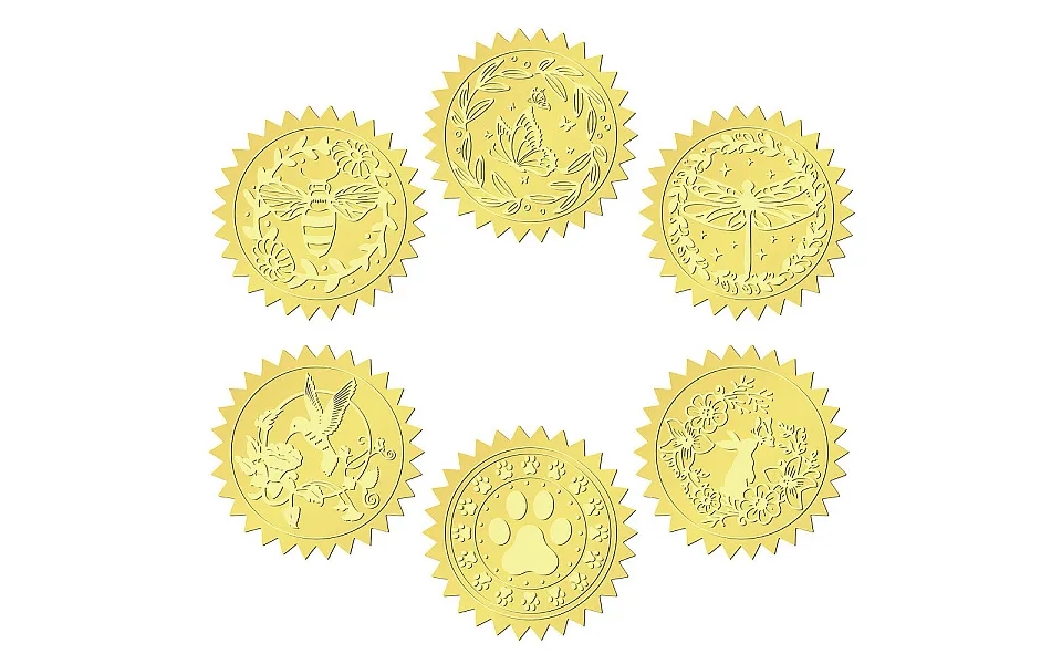 6 Patterns Aluminium-foil Paper Adhesive Embossed Stickers