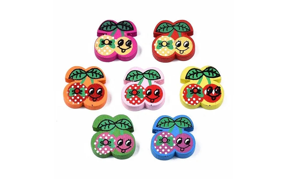 6 Styles Printed Natural Wooden Beads