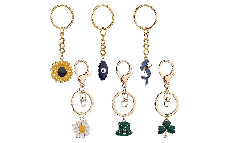 6pcs Alloy Enamel Pendants Keychain