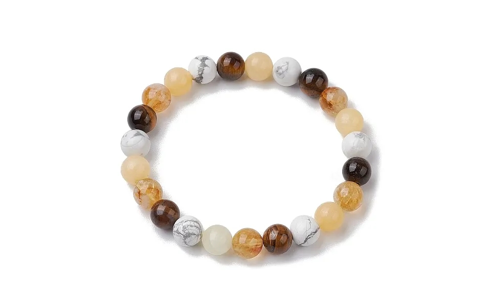8.5mm Round Natural Topaz Jade & Howlite & Tiger Eye & Citrine Bead Stretch Bracelets For Women