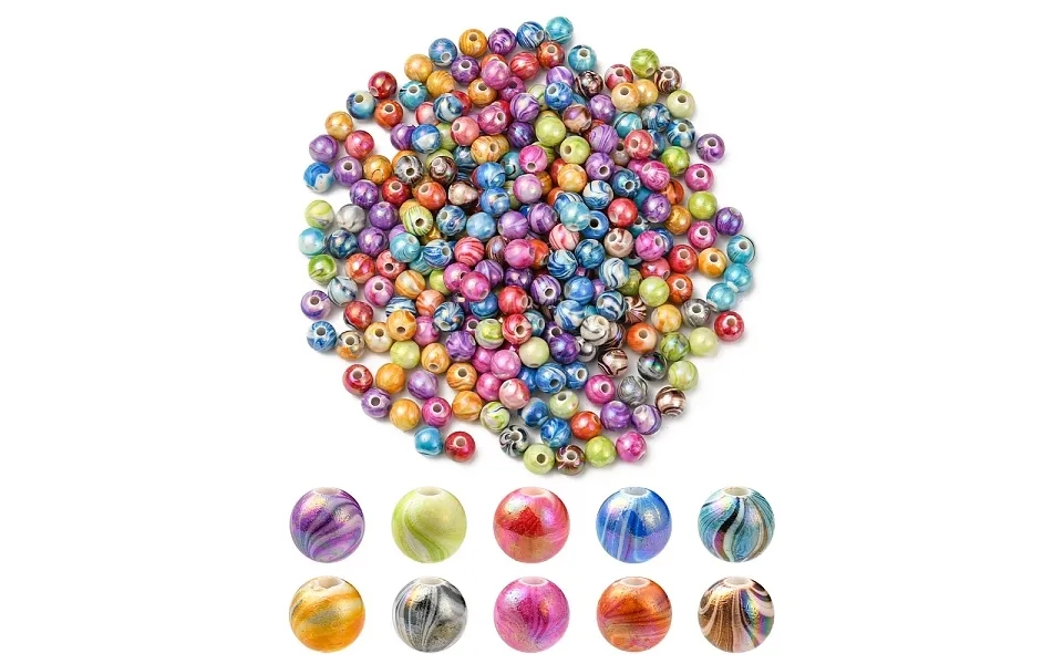 Ab Color Wave Printed Acrylic Beads