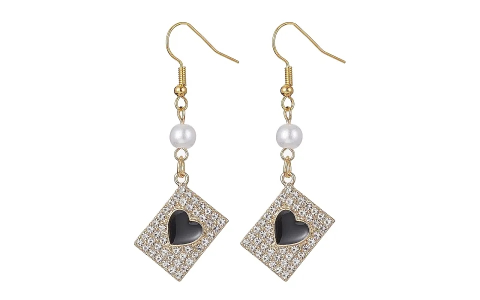 Alloy Crystal Rhinestone Rectangle With Heart Dangle Earrings