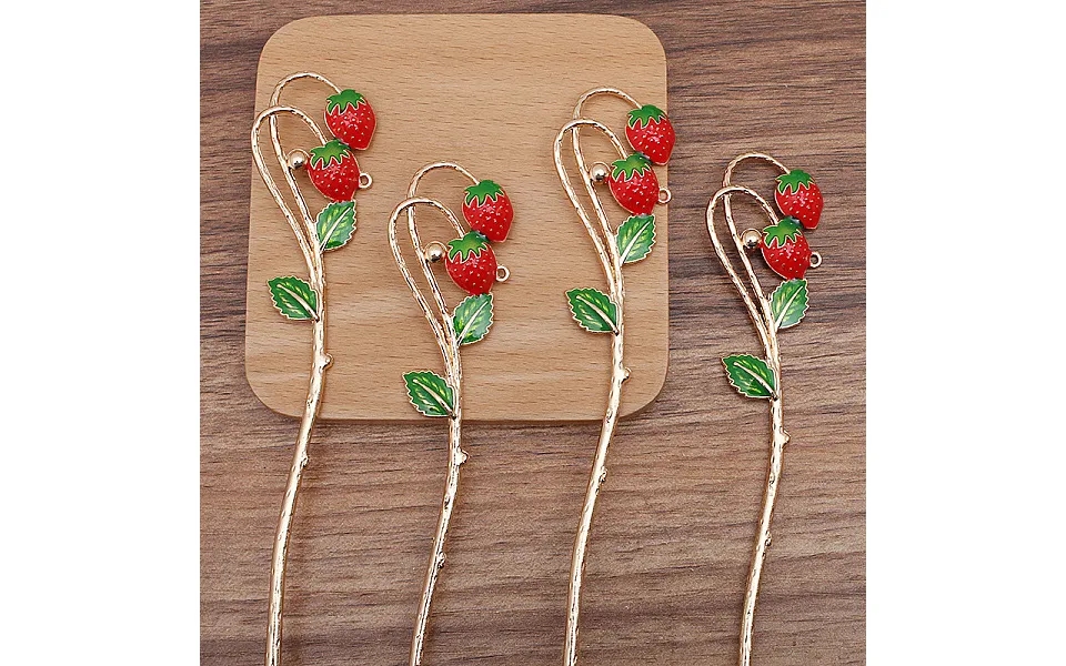 Alloy Enamel Strawberry Hair Sticks