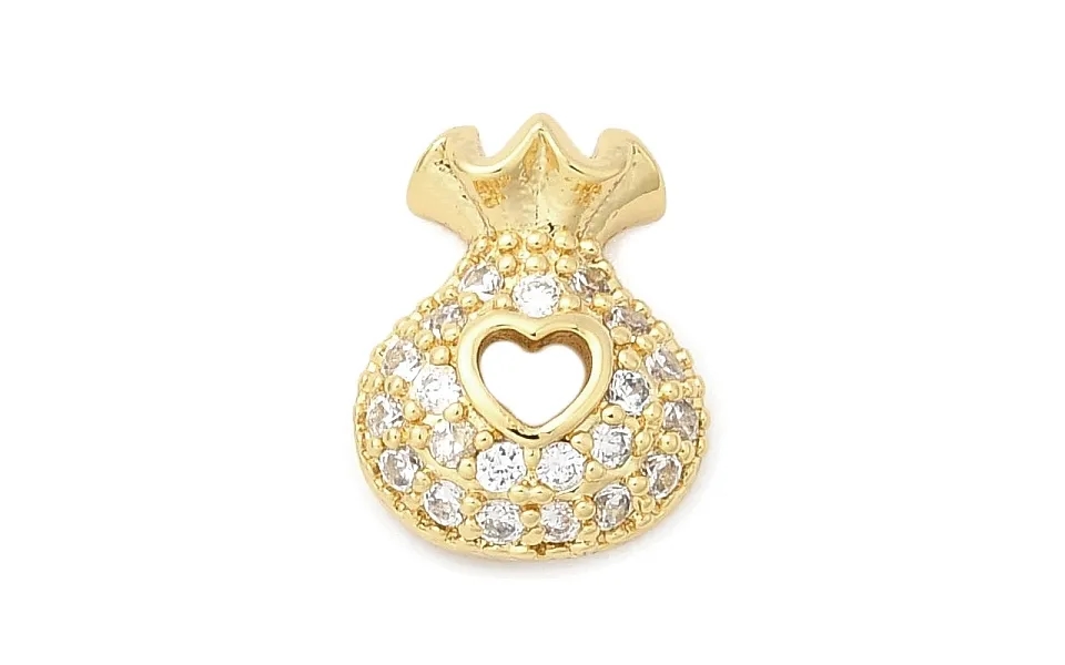 Bag Shape Brass Pave Clear Cubic Zirconia Cabochons