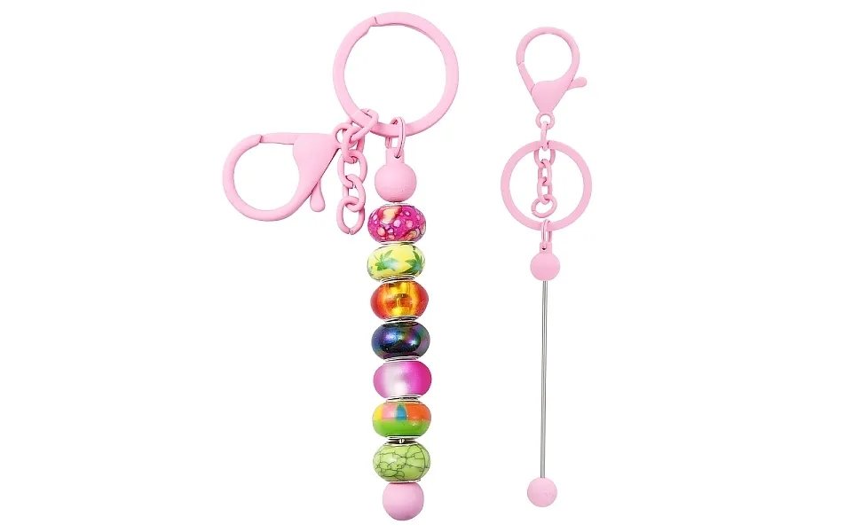 Baking Painted Alloy And Brass Bar Beadable Keychain For Jewelry Making Diy Crafts