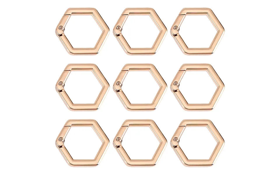 Beebeecraft 1 Box 10pcs Spring Rings Clasps Alloy Hexagon Carabiner For Bag Purse Handbag Strap Craft Jewelry Making Gol