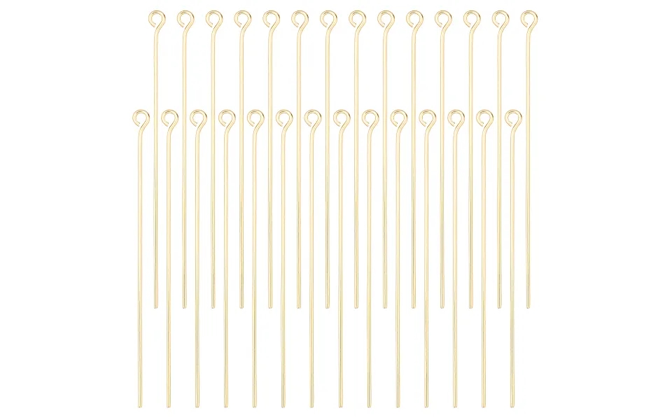 Beebeecraft 100pcs Box Open Eye Pins 18k Gold Plated Head Pins 50mm Jewelry Making Findings For Charm Beads Diy Making
