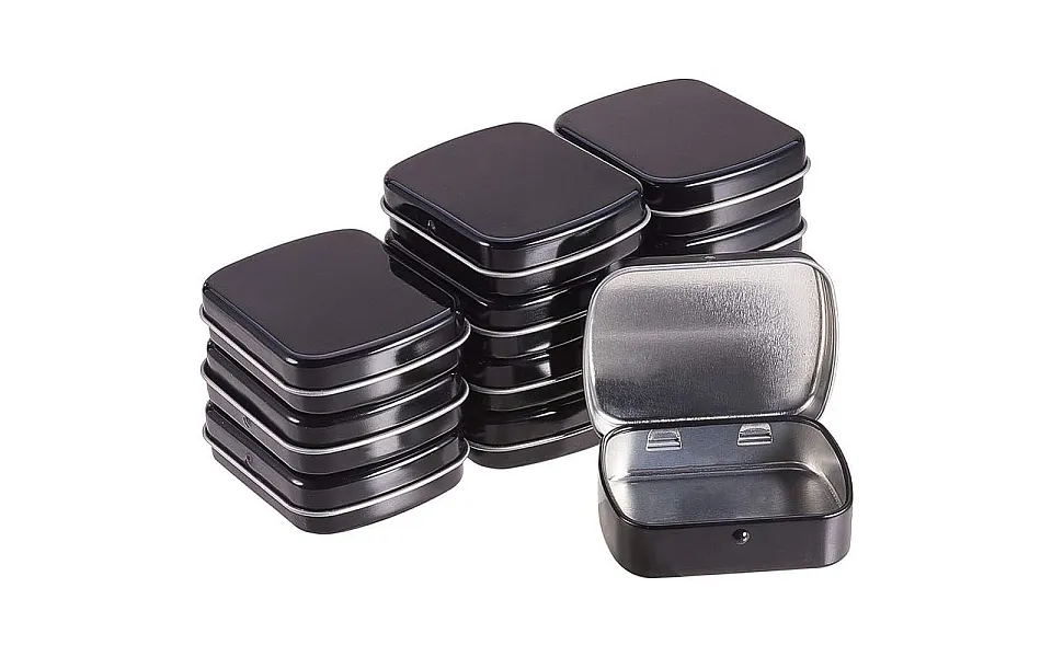 Benecreat 12 Pack 2.5x2x0.6 Black Rectangular Metal Hinged Tins Storage Containers For Candy Crafts Pins And Home Kitche