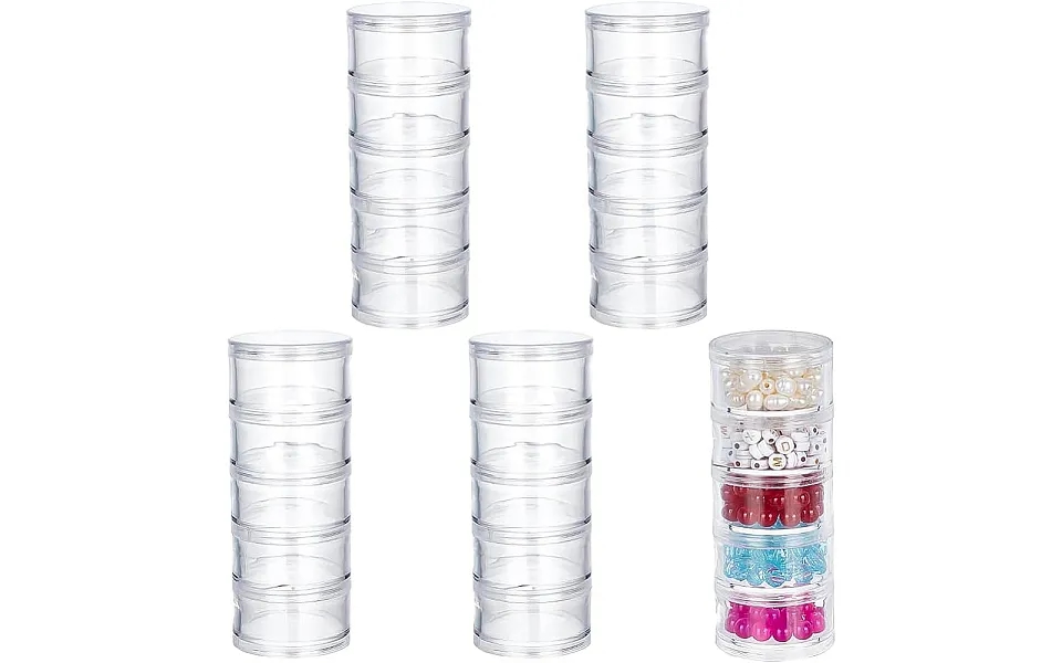 Benecreat 15g 15ml Stackable Round Plastic Containers 5 Column 5 Layer Column Bead Storage Jars For Beads