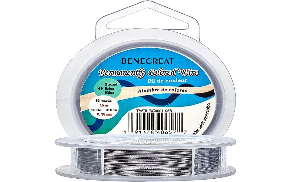 Benecreat 15m 0.38mm 49-strand Tiger Tail Beading Wire 316 Stainless Steel Nylon Coated Craft Jewelry Beading Wire For C