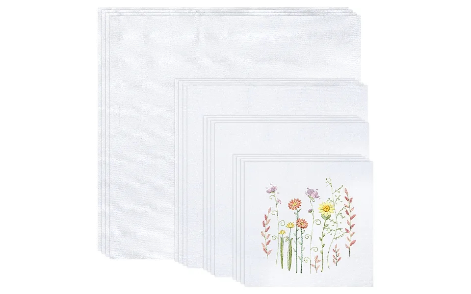 Benecreat 16pcs 4 Sizes White Embroidery Fabric