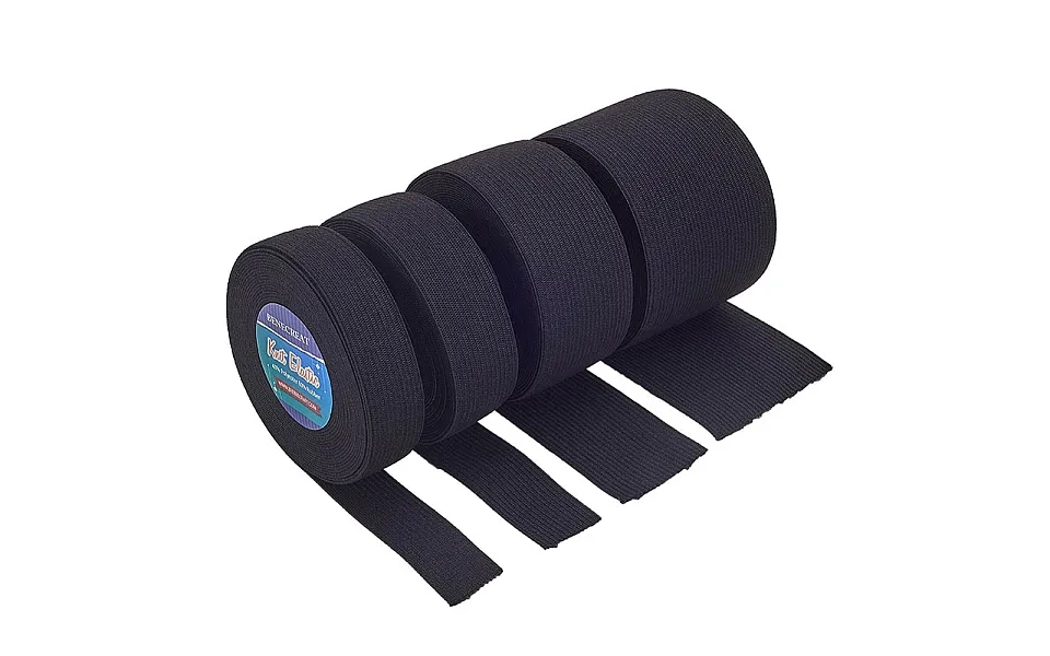 Benecreat 20 Meters 22 Yards 4 Mixed Size Black Flat Elastic Band Heavy Stretch Elastic Band For Sewing Craft Project 20