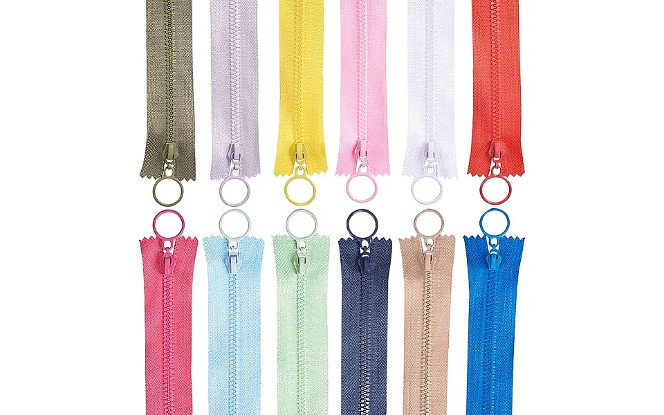 Benecreat 36pcs 25cm Plastic Nylon Zippers With Ring Pulls Close End Resin Zippers For Diy Sewing Craft Bag Garment