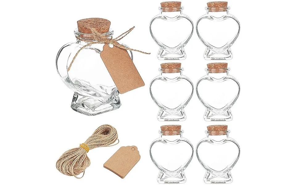 Benecreat 8 Pack 60ml Heart Shaped Glass Favor Jars With Cork Lids