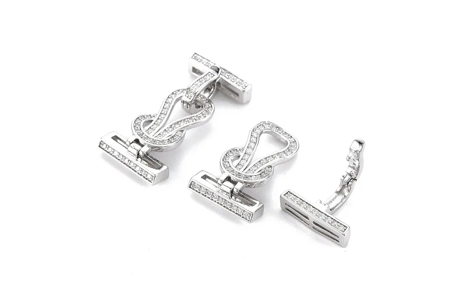 Brass Micro Pave Clear Cubic Zirconia Fold Over Clasps