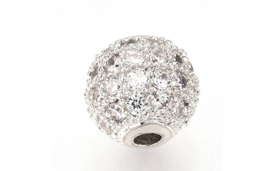 Brass Micro Pave Cubic Zirconia Beads