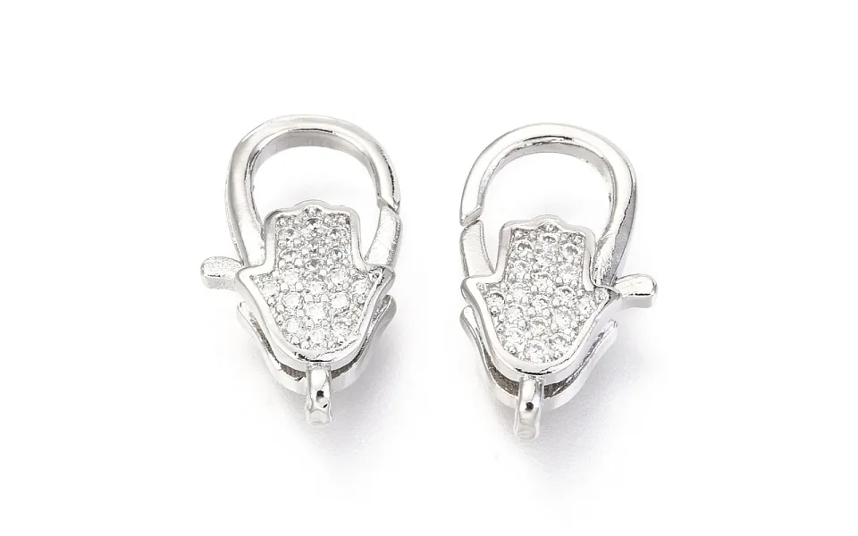 Brass Micro Pave Cubic Zirconia Lobster Claw Clasps