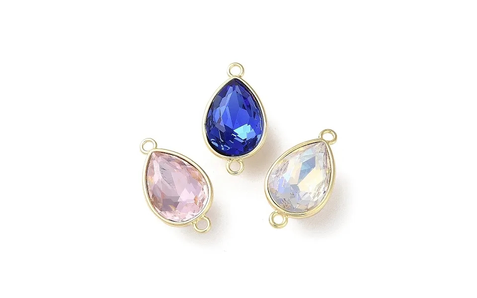 Brass Pave Glass Rhinestone Connector Charms