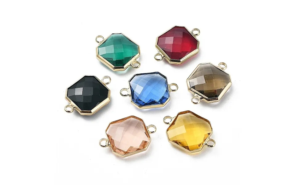 Brass Pave K9 Glass Connector Charms