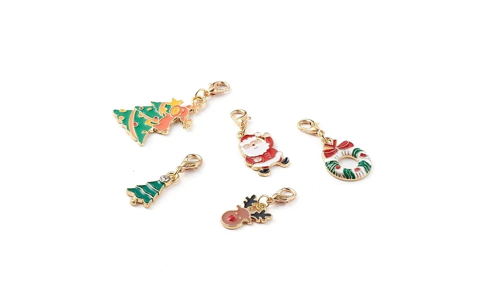 Christmas Theme Light Gold Alloy Enamel Pendants
