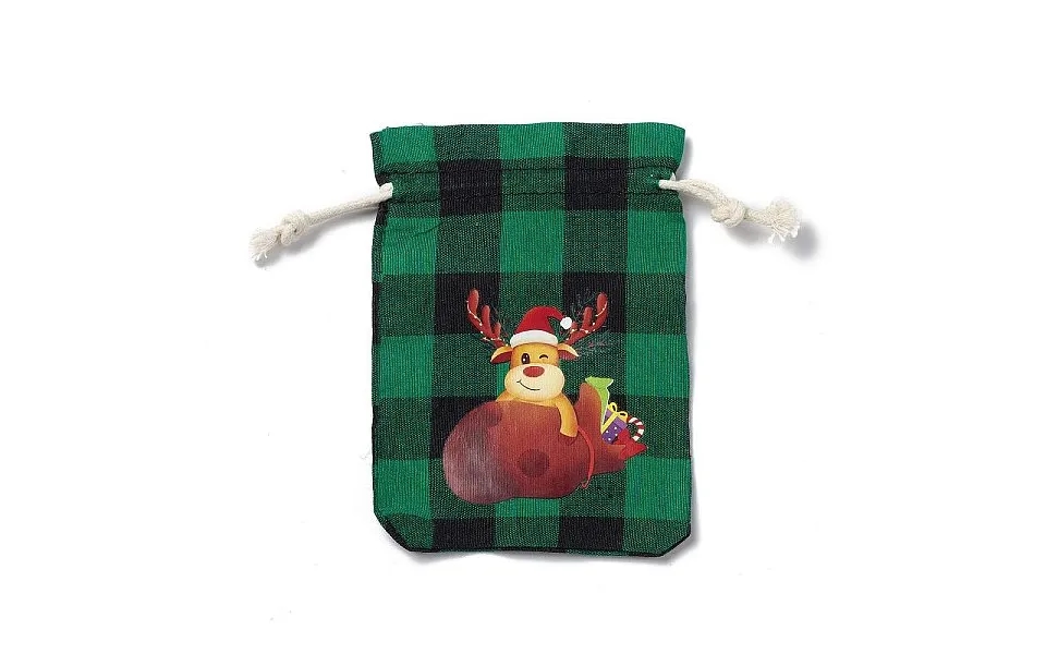 Christmas Theme Rectangle Jute Bags With Jute Cord