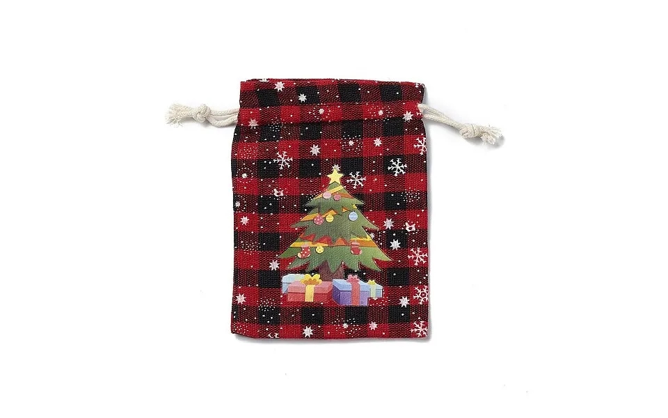 Christmas Theme Rectangle Jute Bags With Jute Cord