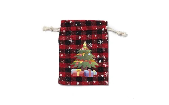 Christmas Theme Rectangle Jute Bags With Jute Cord product image
