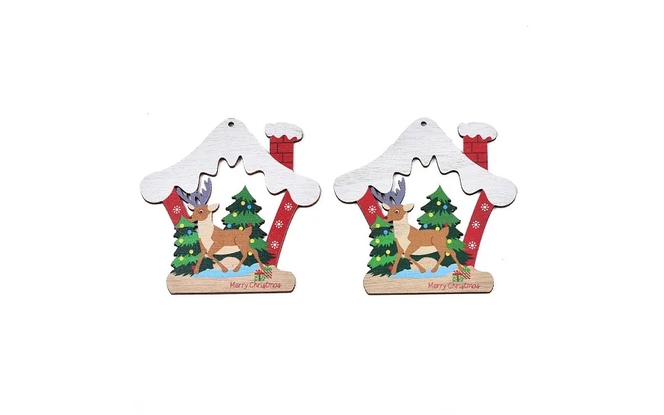 Christmas Theme Single-sided Printed Wood Big Pendants