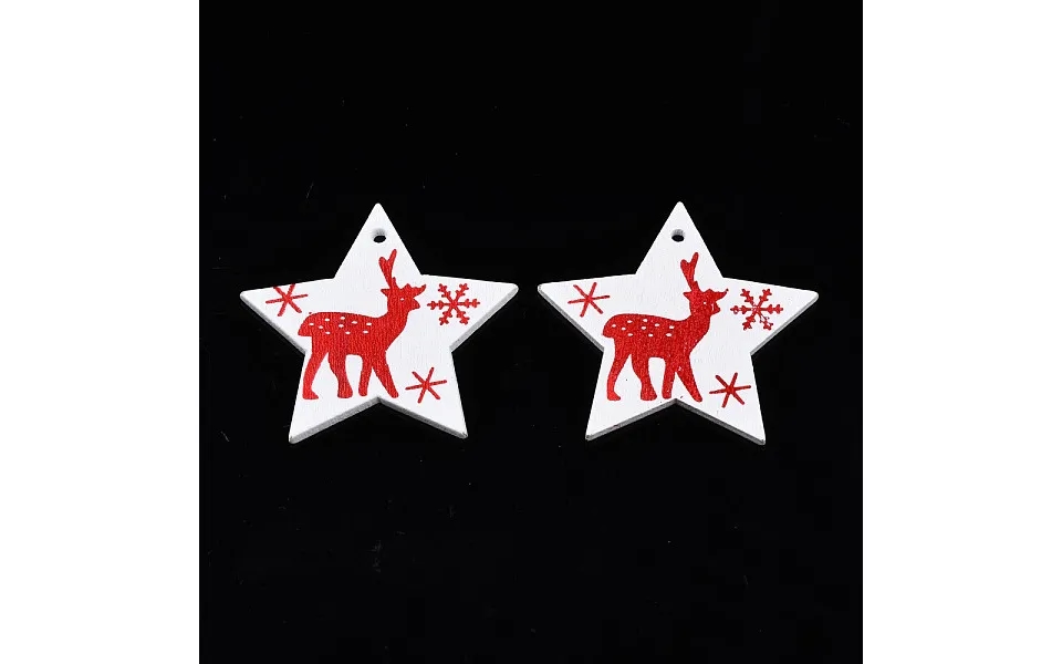 Christmas Theme Spray Painted Wood Pendants