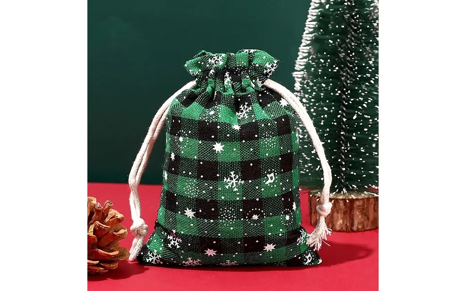 Christmas Themed Burlap Drawstring Bags