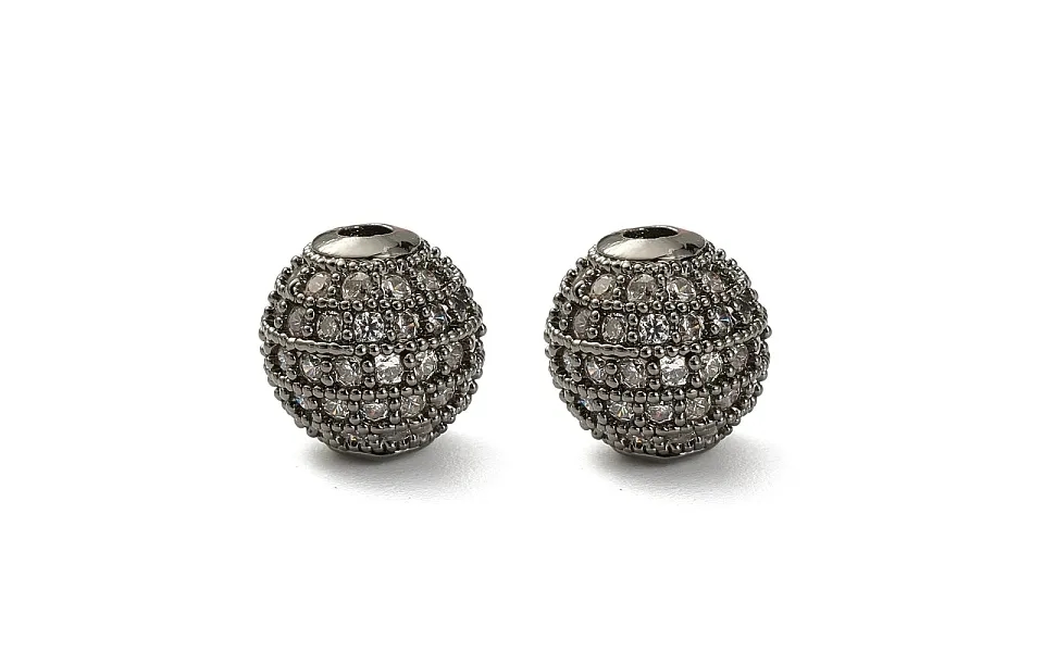 Cz Brass Micro Pave Grade Aaa Clear Color Cubic Zirconia Round Beads