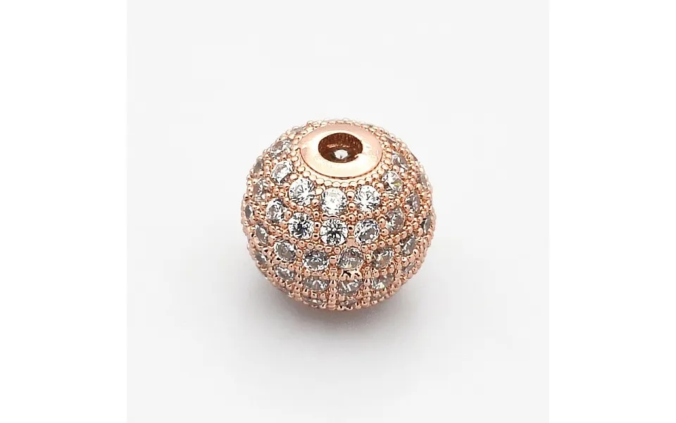 Cz Brass Micro Pave Grade Aaa Clear Color Cubic Zirconia Round Beads
