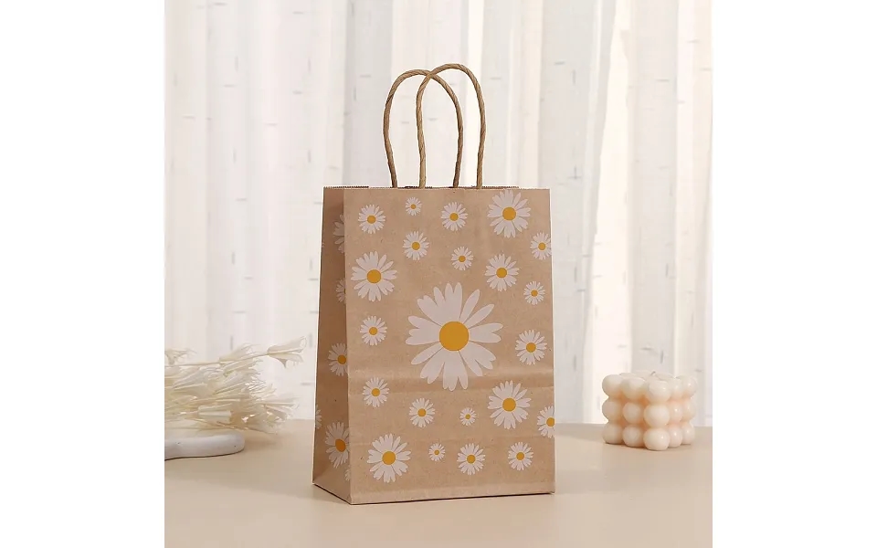 Daisy Flower Printed Paper Gift Tote Bags With Handles