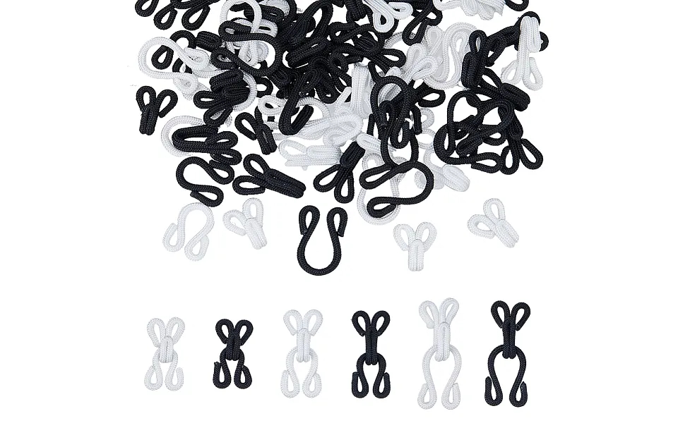 Dicosmetic 72pcs Sewing Hook And Eye 3 Sizes Polyester Closure For Clothing Sewing Mark Buckle Set For Collar Dress Trou