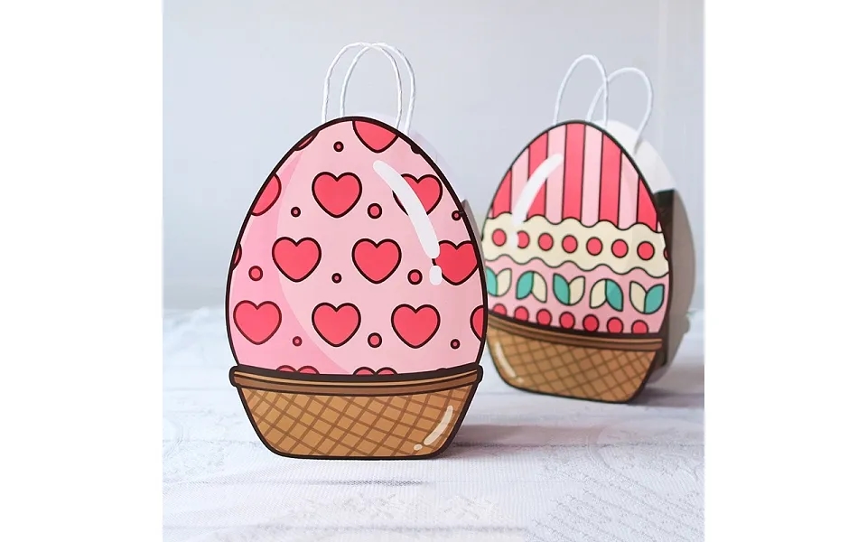 Easter Egg Shaped Paper Candy Packaging Bags With Handle