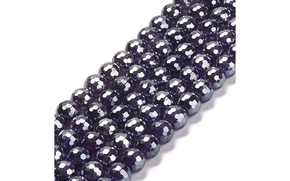 Electroplated Natural Amethyst Round Beads Strands