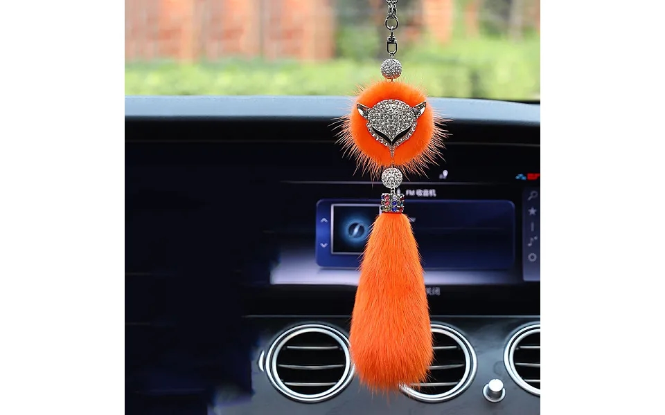 Faux Fox Fur & Rhinestone Fox Pendant Decoration