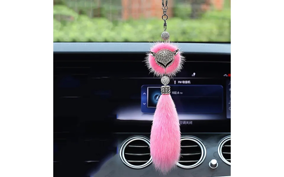 Faux Fox Fur & Rhinestone Fox Pendant Decoration